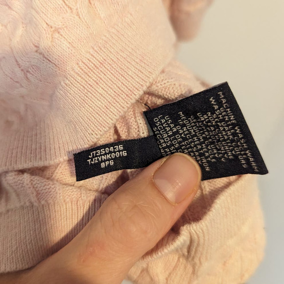 Tommy Hilfiger Pink Cable Knit Sweater Barbiecore V-Neck Baby Pink - Picture 6 of 6